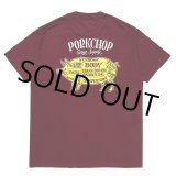 画像: PORKCHOP/PORK BACK TEE（BURGUNDY）［プリントT-24春夏］