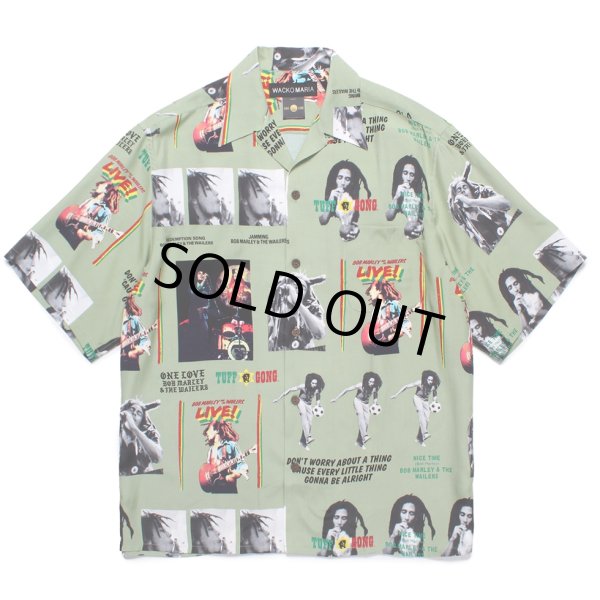 画像1: WACKO MARIA/BOB MARLEY / HAWAIIAN SHIRT（GREEN）［ハワイアンシャツ-24秋冬］ (1)