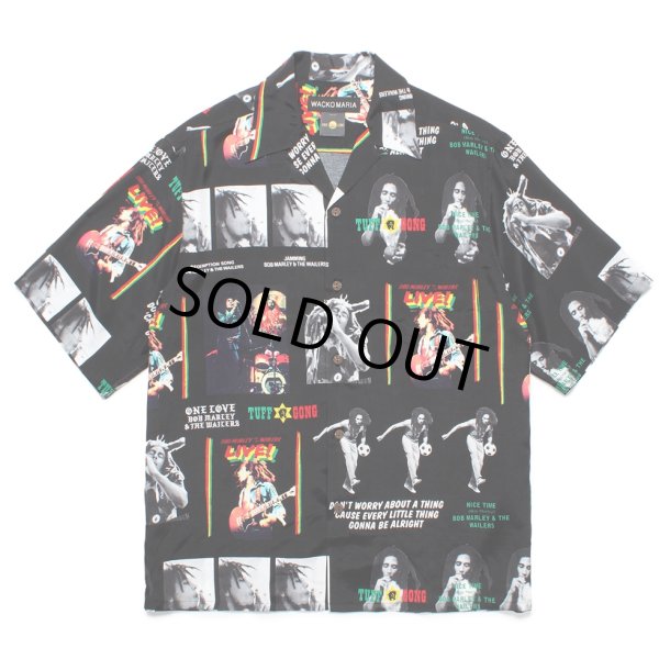 画像1: WACKO MARIA/BOB MARLEY / HAWAIIAN SHIRT（BLACK）［ハワイアンシャツ-24秋冬］ (1)