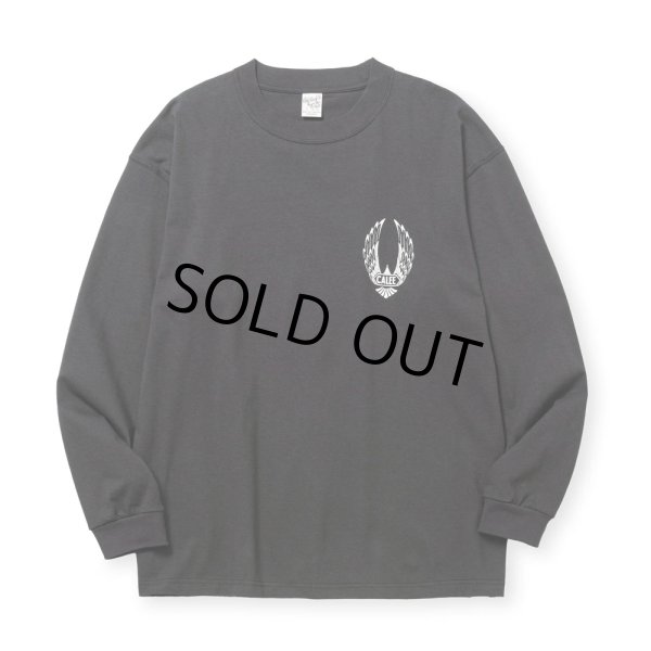 画像2: CALEE/VINTAGE TYPE WING LOGO L/S TEE ＜NATURALLY PAINT DESIGN＞（CHARCOAL）［プリント長袖T-24秋冬］ (2)