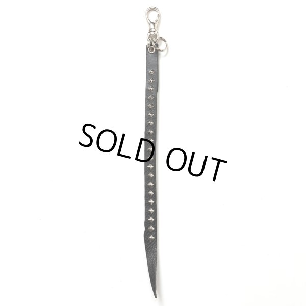 画像1: CALEE/STUDS & KNITTING LEATHER LONG KEY RING（BLACK）［レザーロングキーリング-24秋冬］ (1)