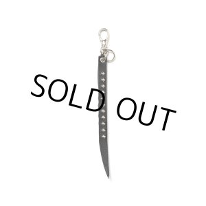 画像: CALEE/STUDS & KNITTING LEATHER SHORT KEY RING（BLACK）［レザーショートキーリング-24秋冬］
