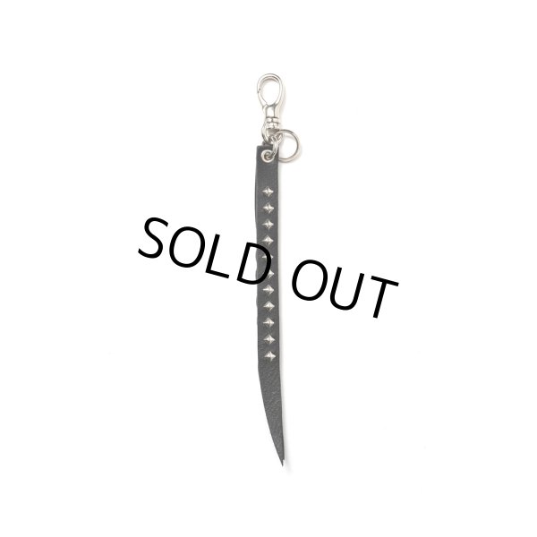 画像1: CALEE/STUDS & KNITTING LEATHER SHORT KEY RING（BLACK）［レザーショートキーリング-24秋冬］ (1)