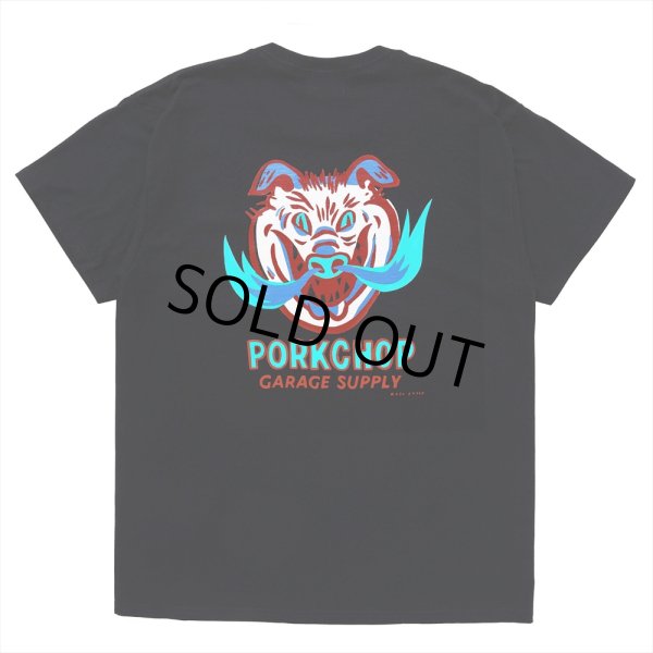 画像1: PORKCHOP/MASA SCULP POCKET TEE A（BLACK）［プリントポケT-24秋冬］ (1)