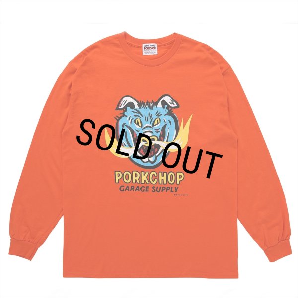 画像1: PORKCHOP/MASA SCULP L/S TEE A（ORANGE）［プリント長袖T-24秋冬］ (1)