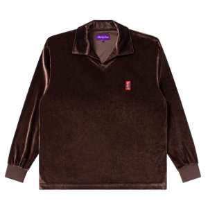 画像: BlackEyePatch/SMALL HWC COLLARED VELOUR PULLOVER（BROWN）