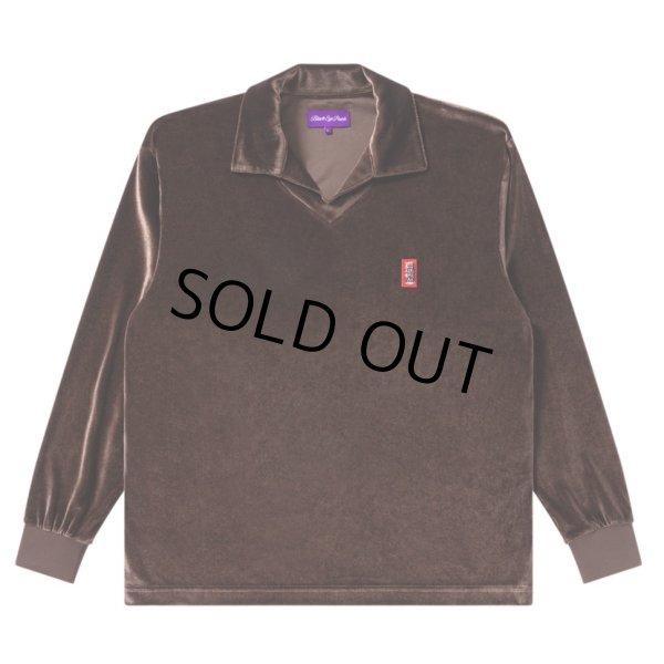 画像1: BlackEyePatch/SMALL HWC COLLARED VELOUR PULLOVER（BROWN） (1)