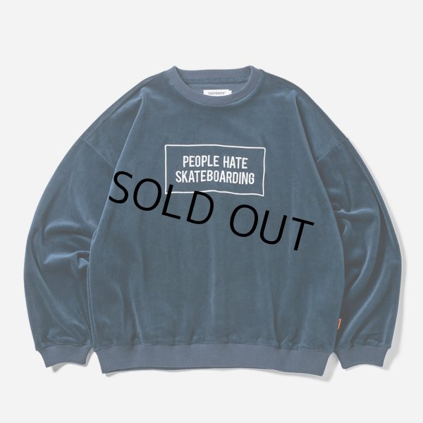 画像1: 【30%OFF】TIGHTBOOTH/PEOPLE HATE SKATE VELOUR L/S（Navy）［ベロア長袖-24秋冬］ (1)