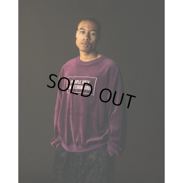 画像2: 【30%OFF】TIGHTBOOTH/PEOPLE HATE SKATE VELOUR L/S（Navy）［ベロア長袖-24秋冬］ (2)