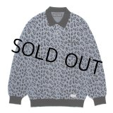 画像: WACKO MARIA/LEOPARD JACQUARD KNIT POLO SHIRT（BLUE）［レオパードジャガードニットポロ-24秋冬］