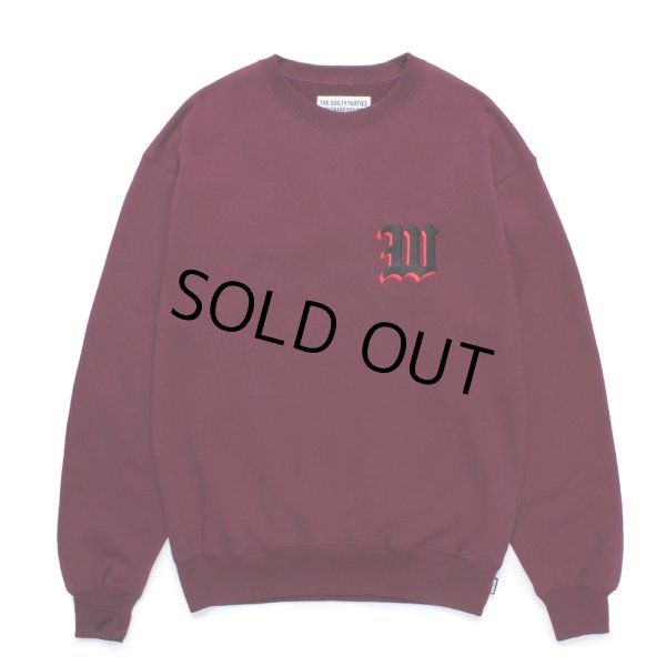 画像2: WACKO MARIA/MIDDLE WEIGHT SWEAT SHIRT（BURGUNDY）［クルーネックスウェット-24秋冬］ (2)