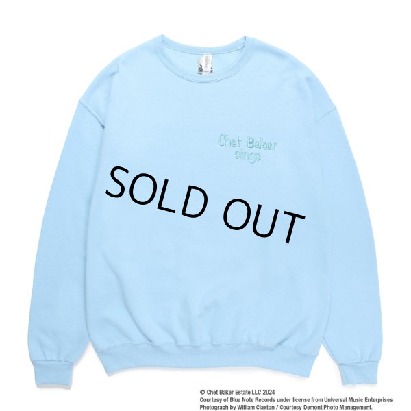 画像2: WACKO MARIA/CHET BAKER / SWEAT SHIRT（BLUE）［クルーネックスウェット-24秋冬］ (2)