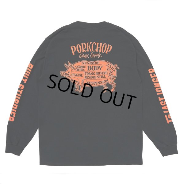 画像1: PORKCHOP/PORK BACK L/S TEE（BLACK）［プリント長袖T-24秋冬］ (1)
