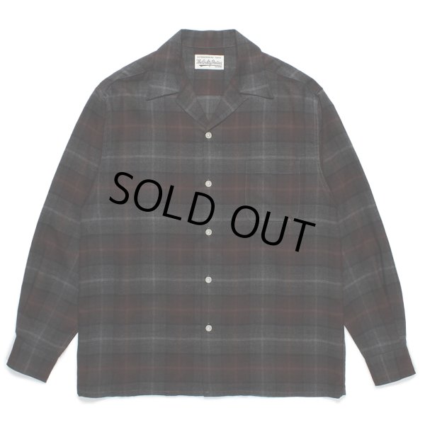 画像1: WACKO MARIA/OMBRE CHECK OPEN COLLAR SHIRT（BROWN）［オンブレチェックオープンカラーシャツ-24秋冬］ (1)