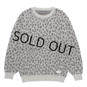 画像: WACKO MARIA/LEOPARD JACQUARD MOHAIR KNIT SWEATER（GRAY）［レオパードモヘアセーター-24秋冬］
