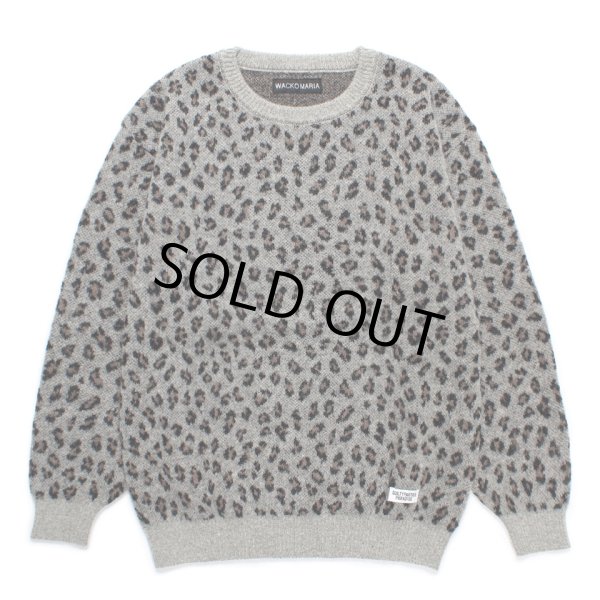 画像1: WACKO MARIA/LEOPARD JACQUARD MOHAIR KNIT SWEATER（GRAY）［レオパードモヘアセーター-24秋冬］ (1)