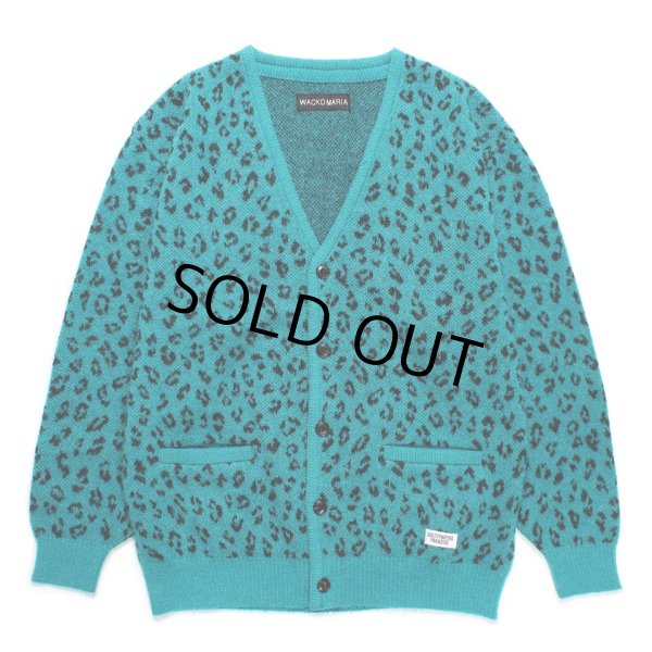 画像1: WACKO MARIA/LEOPARD JACQUARD MOHAIR KNIT CARDIGAN（BLUE）［レオパードモヘアカーディガン-24秋冬］ (1)