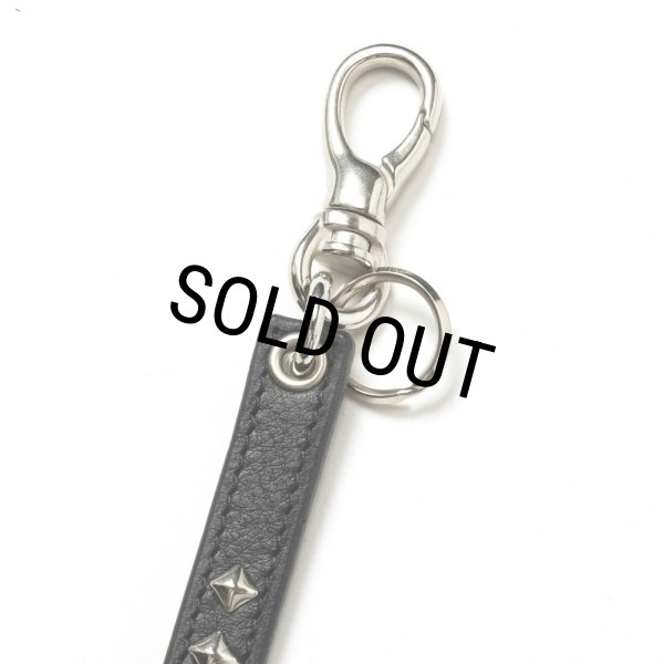 24AW【新品】☆CALEE：スタッズ　レザー　ロング　キーリング CALEE/STUDS LEATHER LONG KEY RING（BLACK）［スタッズレザー