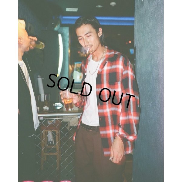 画像3: WACKO MARIA/OMBRE CHECK OPEN COLLAR SHIRT（RED）［オンブレチェックオープンカラーシャツ-24秋冬］ (3)
