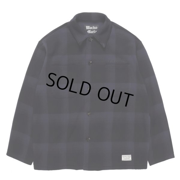 画像1: WACKO MARIA/CHECK FLEECE SHIRT JACKET（NAVY）［チェックフリースシャツJKT-24秋冬］ (1)