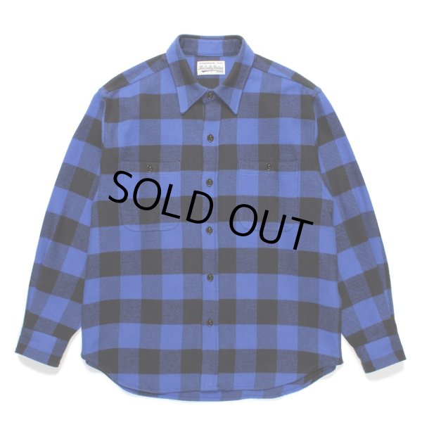 画像1: WACKO MARIA/CHECK FLANNEL SHIRT（BLUE）［チェックフランネルシャツ-24秋冬］ (1)