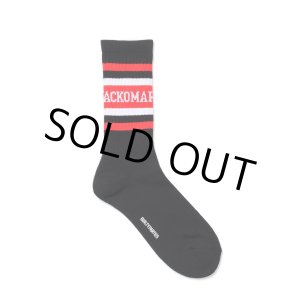 画像: WACKO MARIA/LOGO JACQUARD SOCKS（BLACK/RED）［ロゴジャガードソックス-24秋冬］