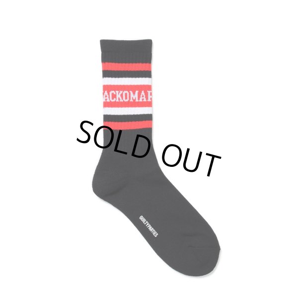 画像1: WACKO MARIA/LOGO JACQUARD SOCKS（BLACK/RED）［ロゴジャガードソックス-24秋冬］ (1)