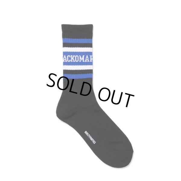 画像1: WACKO MARIA/LOGO JACQUARD SOCKS（BLACK/BLUE）［ロゴジャガードソックス-24秋冬］ (1)