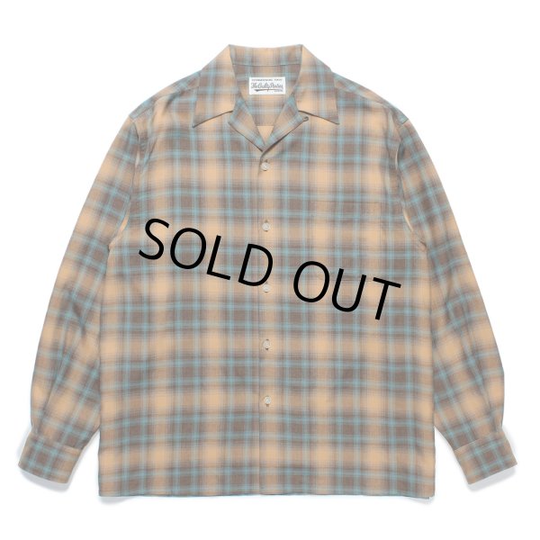 画像1: WACKO MARIA/OMBRE CHECK OPEN COLLAR SHIRT（BROWN）［オンブレチェックオープンカラーシャツ-24秋冬］ (1)