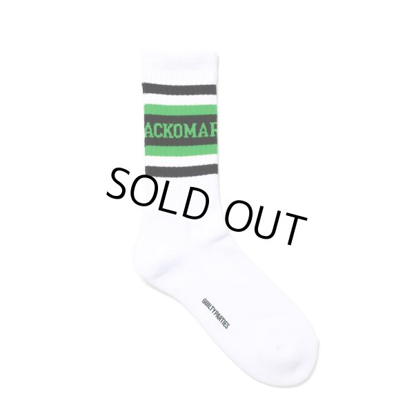 画像1: WACKO MARIA/LOGO JACQUARD SOCKS（WHITE/GREEN）［ロゴジャガードソックス-24秋冬］ (1)
