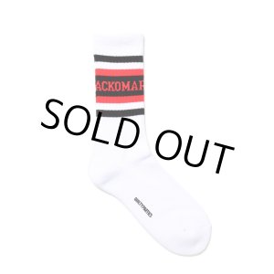 画像: WACKO MARIA/LOGO JACQUARD SOCKS（WHITE/RED）［ロゴジャガードソックス-24秋冬］