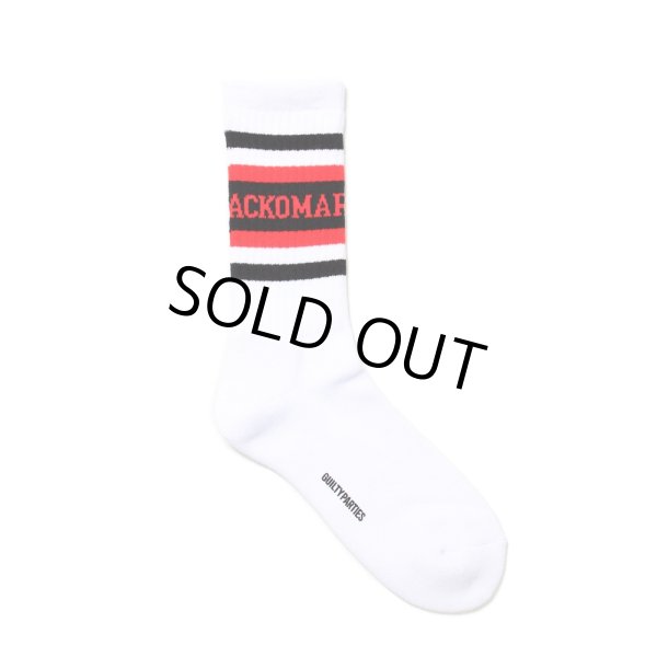 画像1: WACKO MARIA/LOGO JACQUARD SOCKS（WHITE/RED）［ロゴジャガードソックス-24秋冬］ (1)