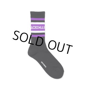 画像: WACKO MARIA/LOGO JACQUARD SOCKS（BLACK/PURPLE）［ロゴジャガードソックス-24秋冬］