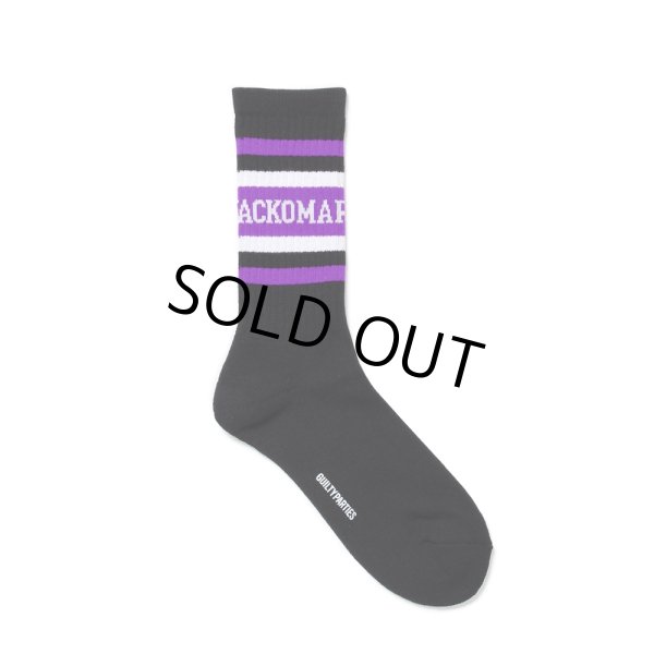 画像1: WACKO MARIA/LOGO JACQUARD SOCKS（BLACK/PURPLE）［ロゴジャガードソックス-24秋冬］ (1)
