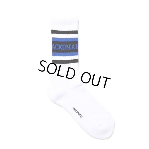 画像1: WACKO MARIA/LOGO JACQUARD SOCKS（WHITE/BLUE）［ロゴジャガードソックス-24秋冬］ (1)