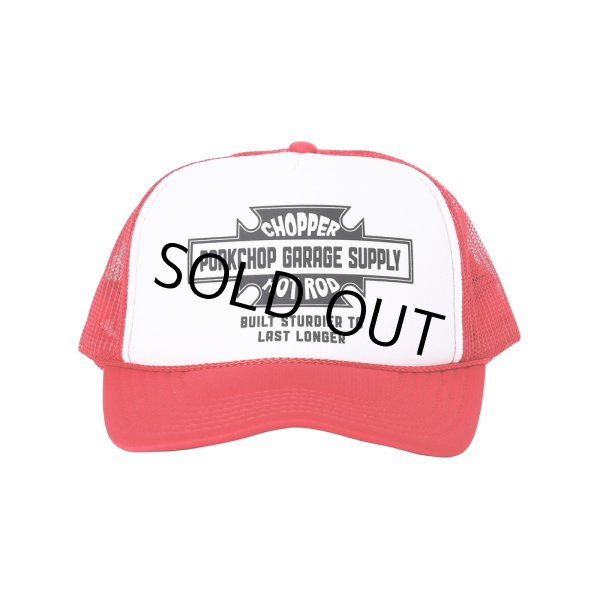 画像1: PORKCHOP/BAR&SHIELD MESH CAP（RED）［メッシュキャップ-24秋冬］ (1)