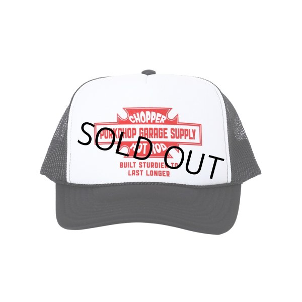 画像1: PORKCHOP/BAR&SHIELD MESH CAP（BLACK）［メッシュキャップ-24秋冬］ (1)