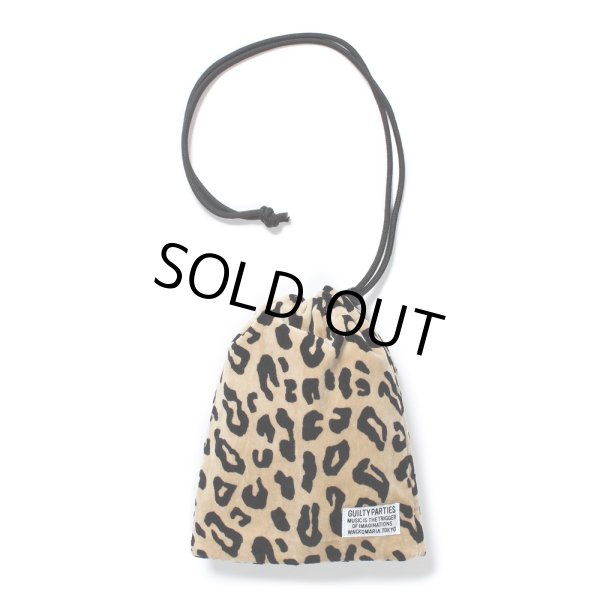 画像1: WACKO MARIA/DRAWSTRING BAG（LEOPARD VELVET）［ドローストリングバッグ-24秋冬］ (1)