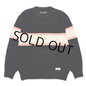 画像: WACKO MARIA/LOGO JACQUARD KNIT SWEATER（BLACK）［ロゴジャガードセーター-24秋冬］