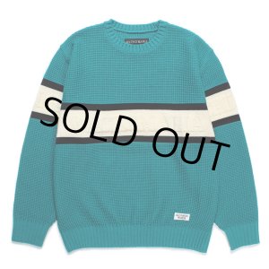 画像: WACKO MARIA/LOGO JACQUARD KNIT SWEATER（GREEN）［ロゴジャガードセーター-24秋冬］