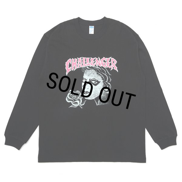 CHALLENGER スカルプリント 長袖Tシャツ ブラック CHALLENGER L/S Logo Mesh Tee
