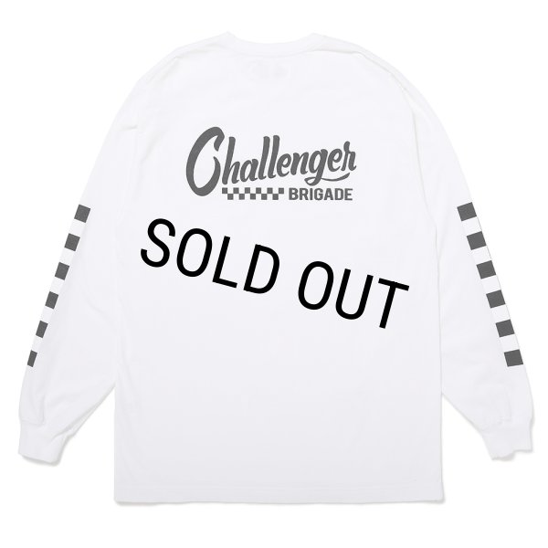 画像1: CHALLENGER/L/S CHECKER TEE（WHITE）［プリント長袖T-25春夏］ (1)