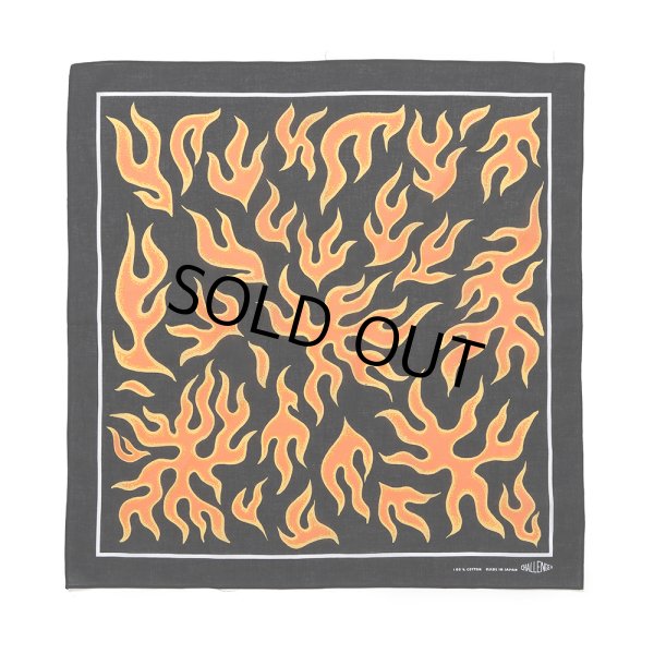 画像1: CHALLENGER/FIRE BANDANA（BLACK）［ファイヤーバンダナ-25春夏］ (1)