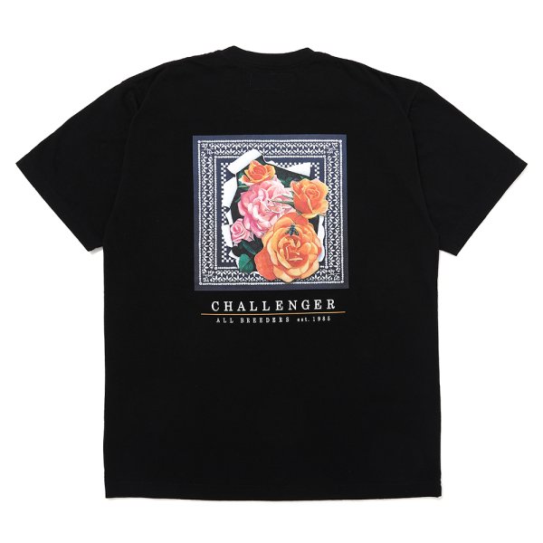 画像1: CHALLENGER/ROSE BANDANA TEE（BLACK）［プリントT-25春夏］ (1)