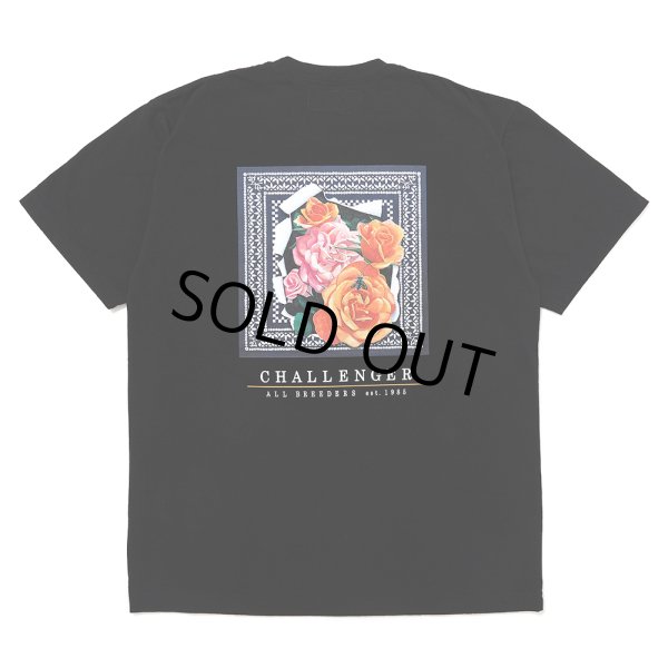 画像1: CHALLENGER/ROSE BANDANA TEE（BLACK）［プリントT-25春夏］ (1)