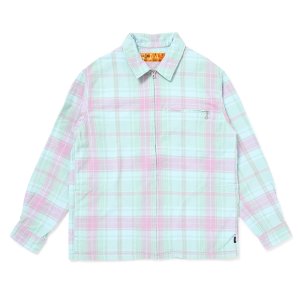 画像: CHALLENGER/PLAID ZIP UP SHIRT（MINT）［チェックジップアップシャツ-25春夏］