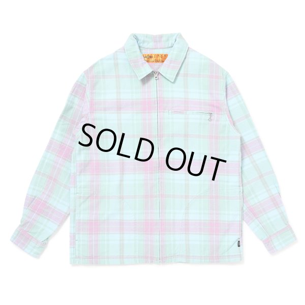 画像1: CHALLENGER/PLAID ZIP UP SHIRT（MINT）［チェックジップアップシャツ-25春夏］ (1)