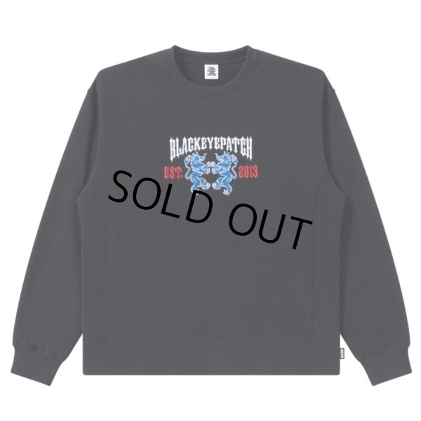 画像1: BlackEyePatch/HERALDIC COLLEGE CREW SWEAT（BLACK） (1)