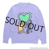 画像: WACKO MARIA/KEITH HARING / JACQUARD KNIT SWEATER（PURPLE）［ジャガードセーター-24秋冬］