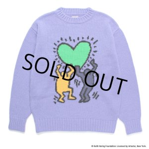 画像: WACKO MARIA/KEITH HARING / JACQUARD KNIT SWEATER（PURPLE）［ジャガードセーター-24秋冬］